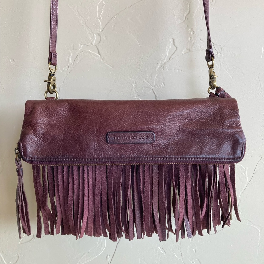 The Frye Company Heidi Leather Crossbody Fringe Purse Oxblood Burgundy - Picture 2 of 15